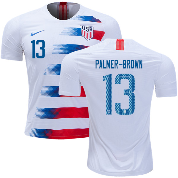 USA #13 Palmer-Brown Home Kid Soccer Country Jersey - Click Image to Close